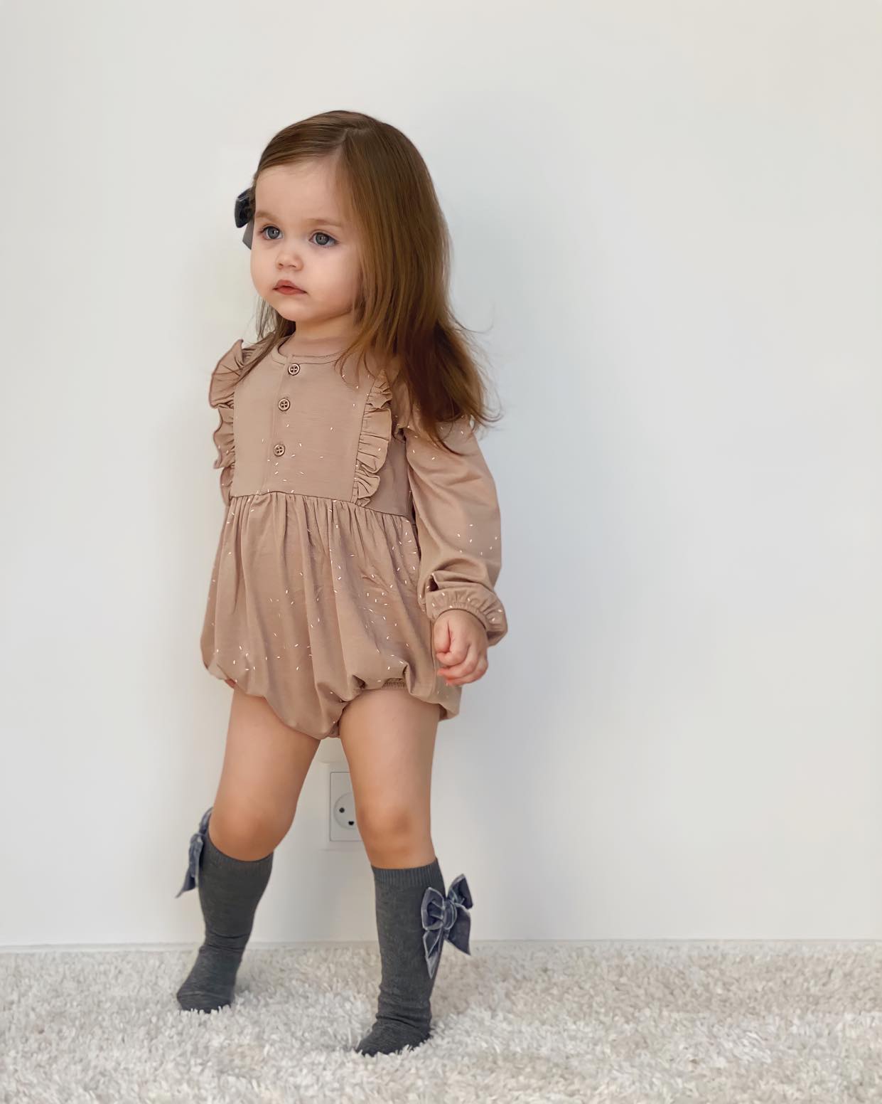 Condor Knæstrømper med Velour Sløjfe Grå