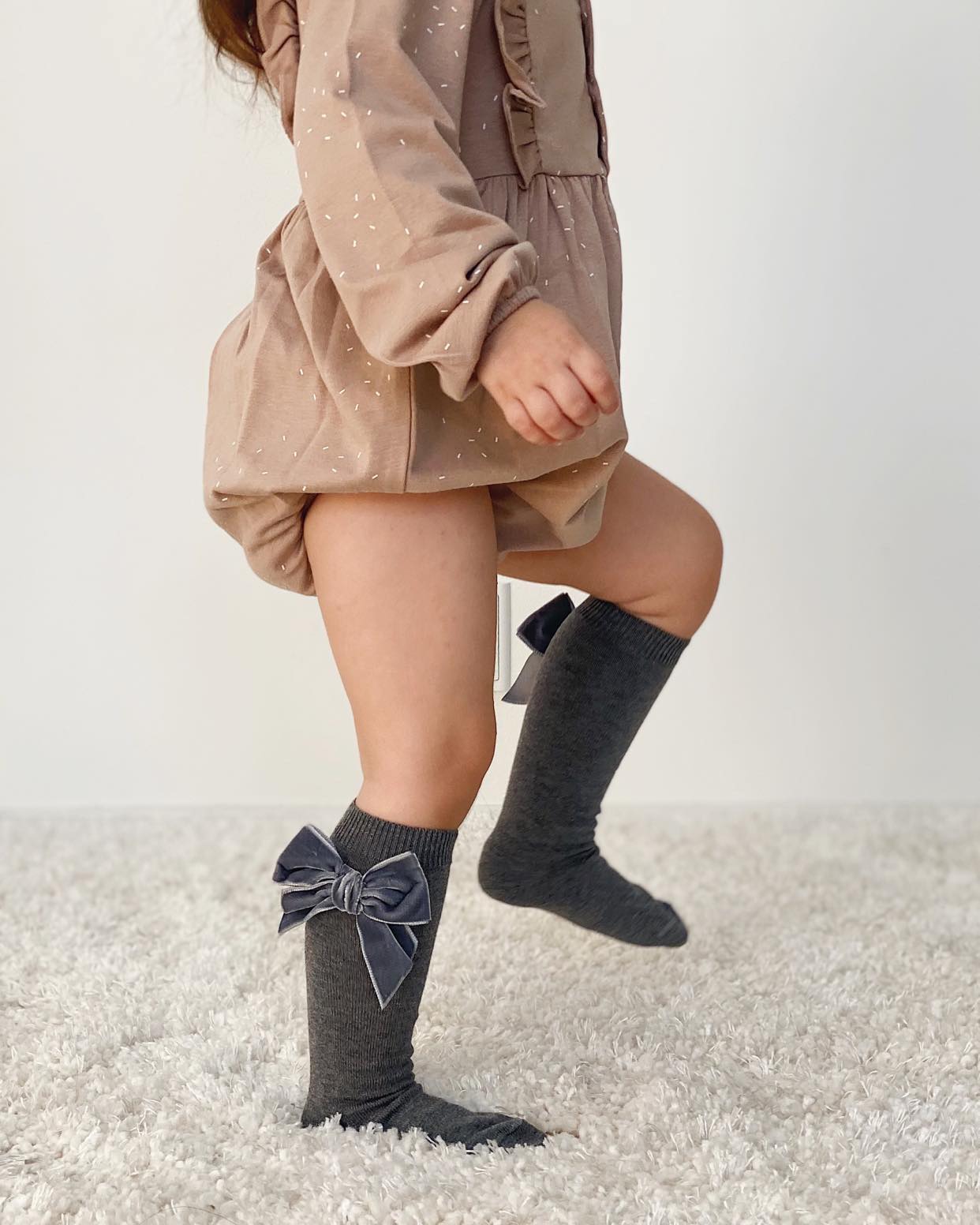 Condor Knæstrømper med Velour Sløjfe Grå