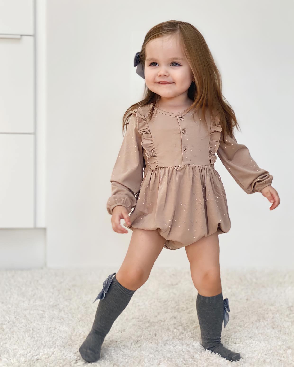 Condor Knæstrømper med Velour Sløjfe Grå