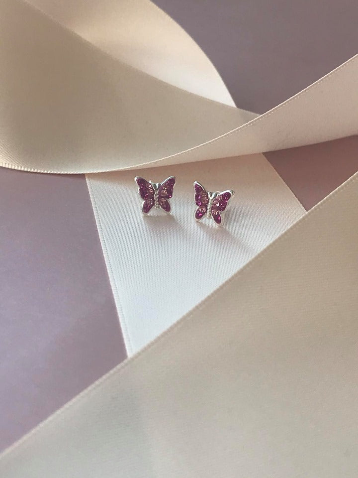 Sparkly Sommerfugle Ørestikker Sølv