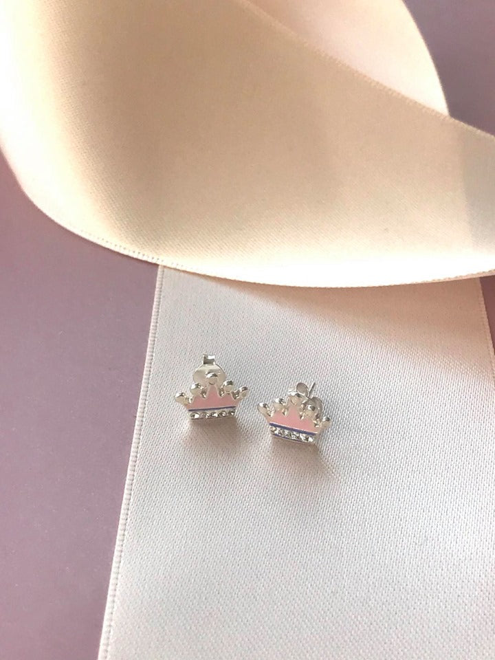 Lyserød Prinsesse Krone Ørestikker