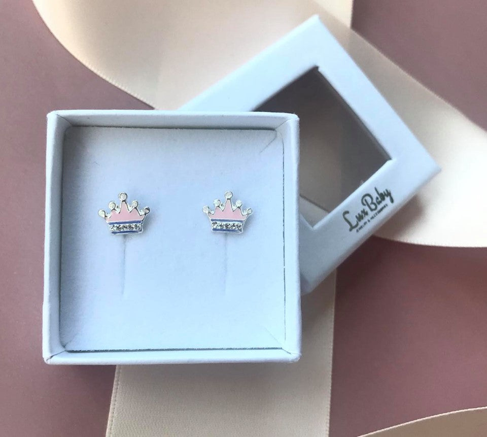 Lyserød Prinsesse Krone Ørestikker