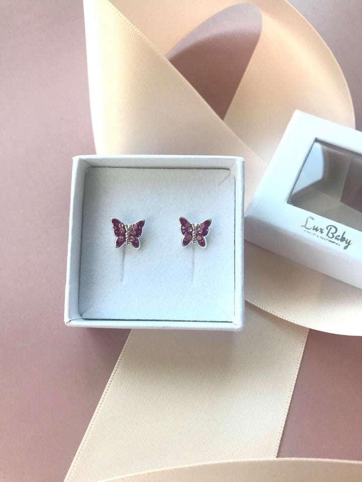 Sparkly Sommerfugle Ørestikker Sølv