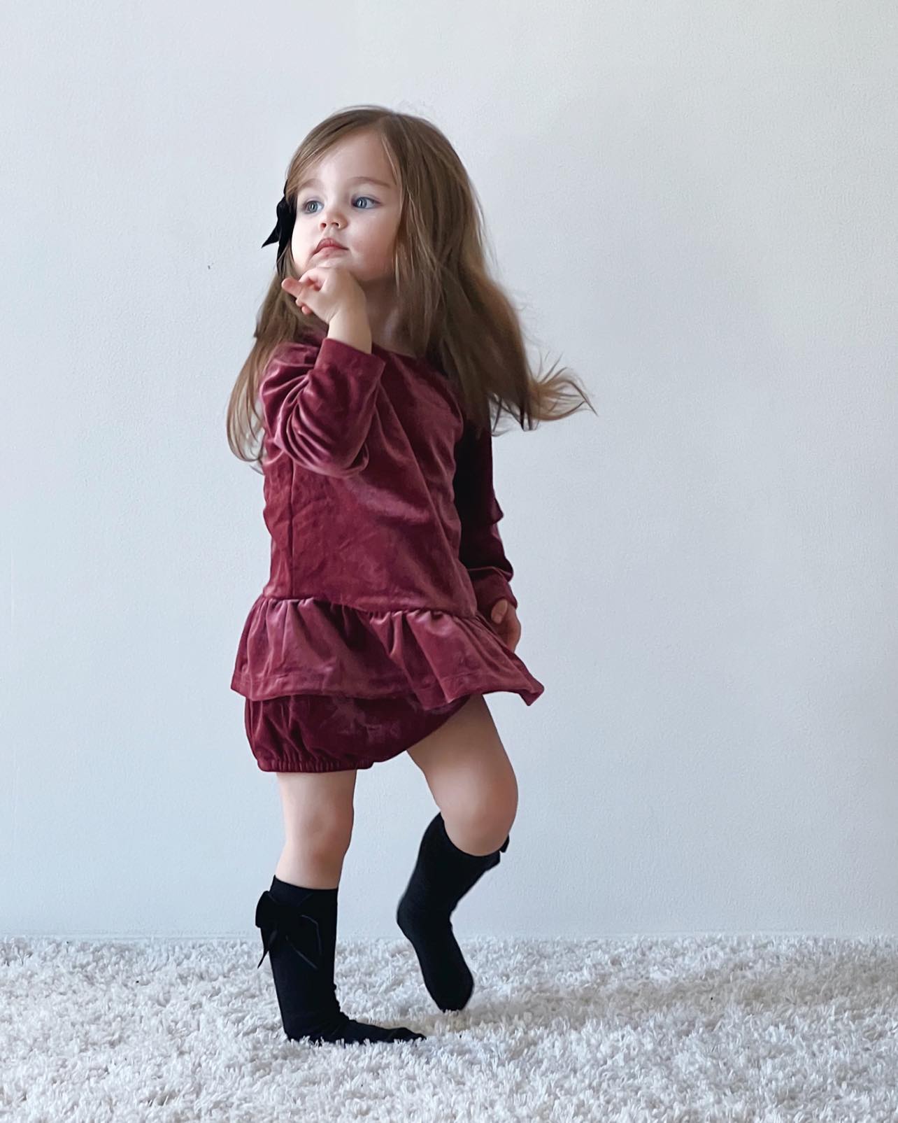 Condor Knæstrømper med Velour Sløjfe Sorte