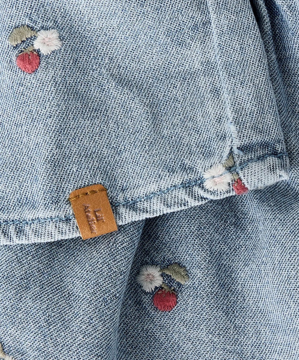 Lil Atelier Funda - Denim Emb Skirtall - Medium Blue Denim/EMB