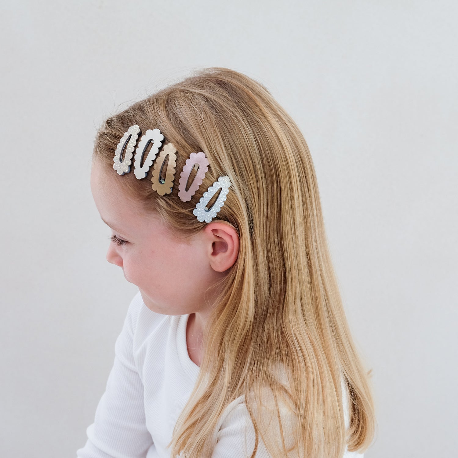 Mimi & Lula 5 hårspænder - Mini Metallic Scallop Enchanted