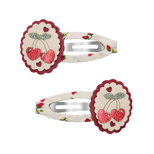 Mimi & Lula 2 hårspænder - Scallop Framed Cherries Mon Cheri