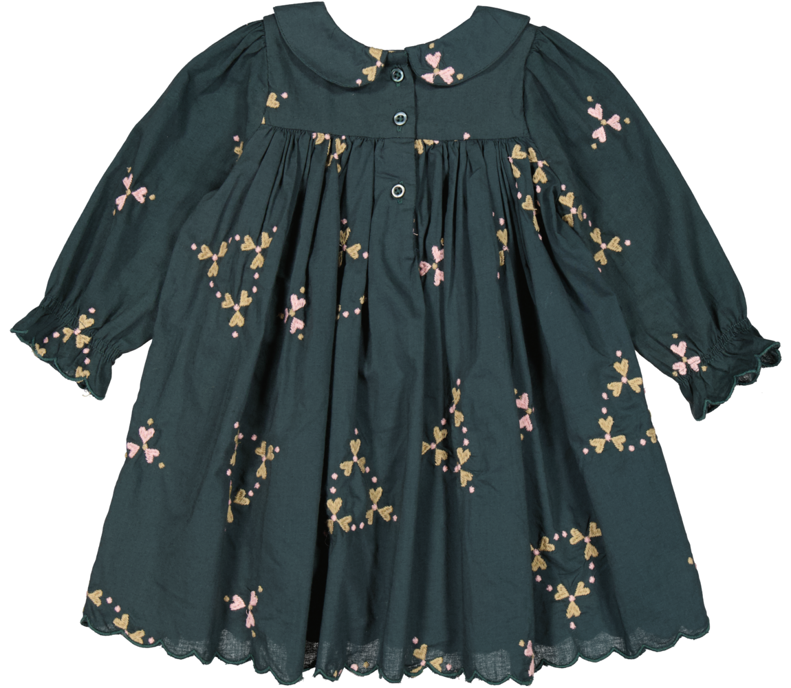 MarMar Dulla Light Embroidery Dress - Deep Forest Hearts