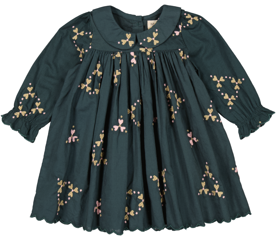 MarMar Dulla Light Embroidery Dress - Deep Forest Hearts