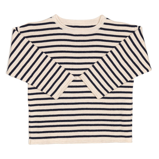 Huttelihut Stribet Strik O-Neck - Navy