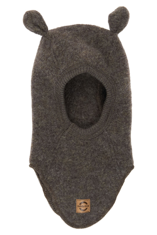 Mikk-Line Wool Fullface With Ears - Dark Brown Melange