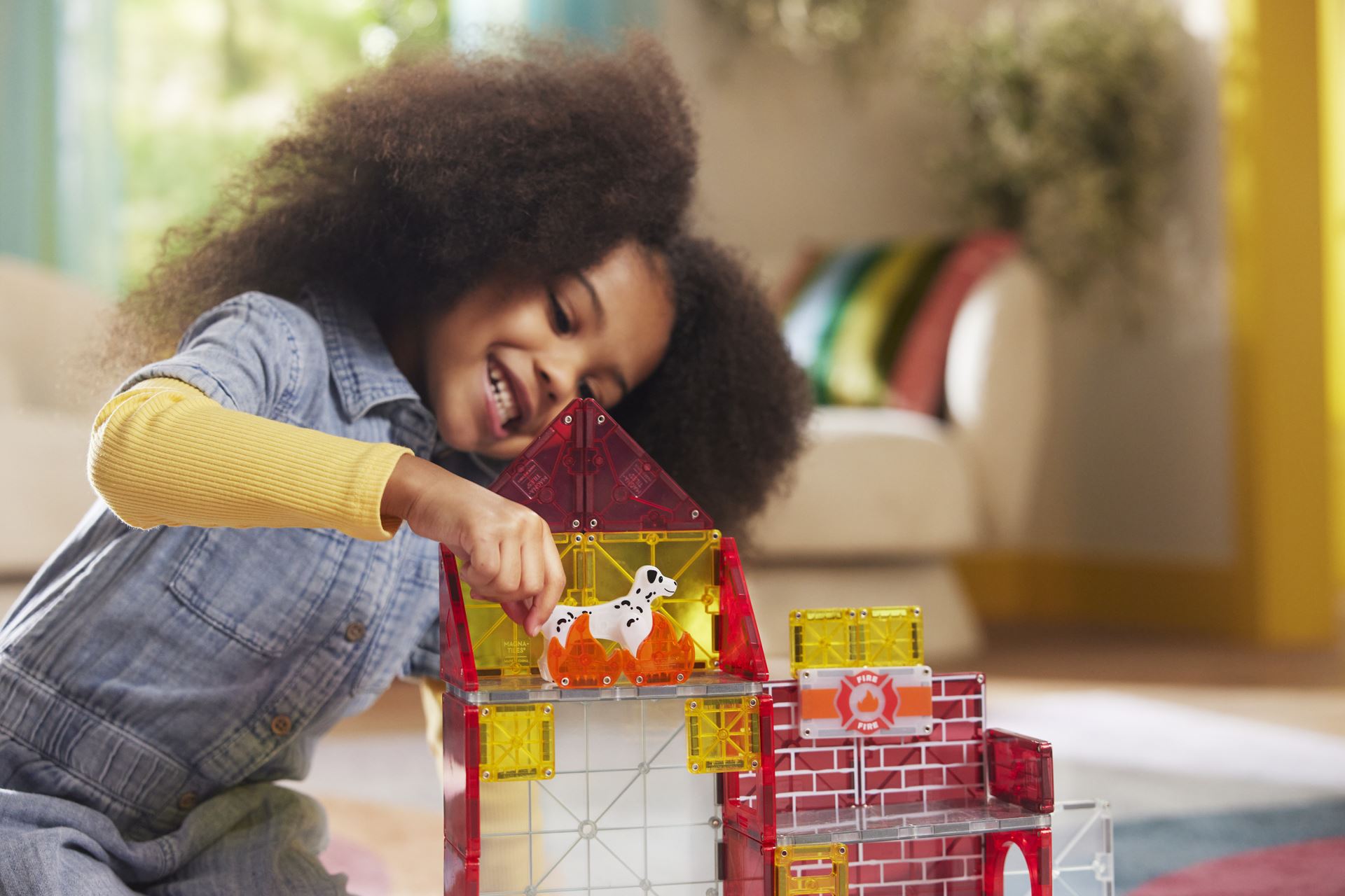 Magna-Tiles Magnetisk Legetøj - Fire Station 50 dele