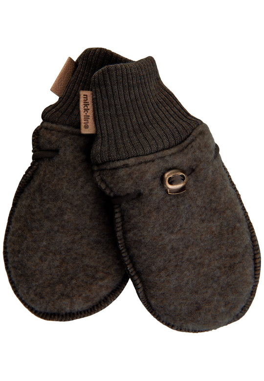 Mikk-Line Wool Mittens - Dark Brown Melange
