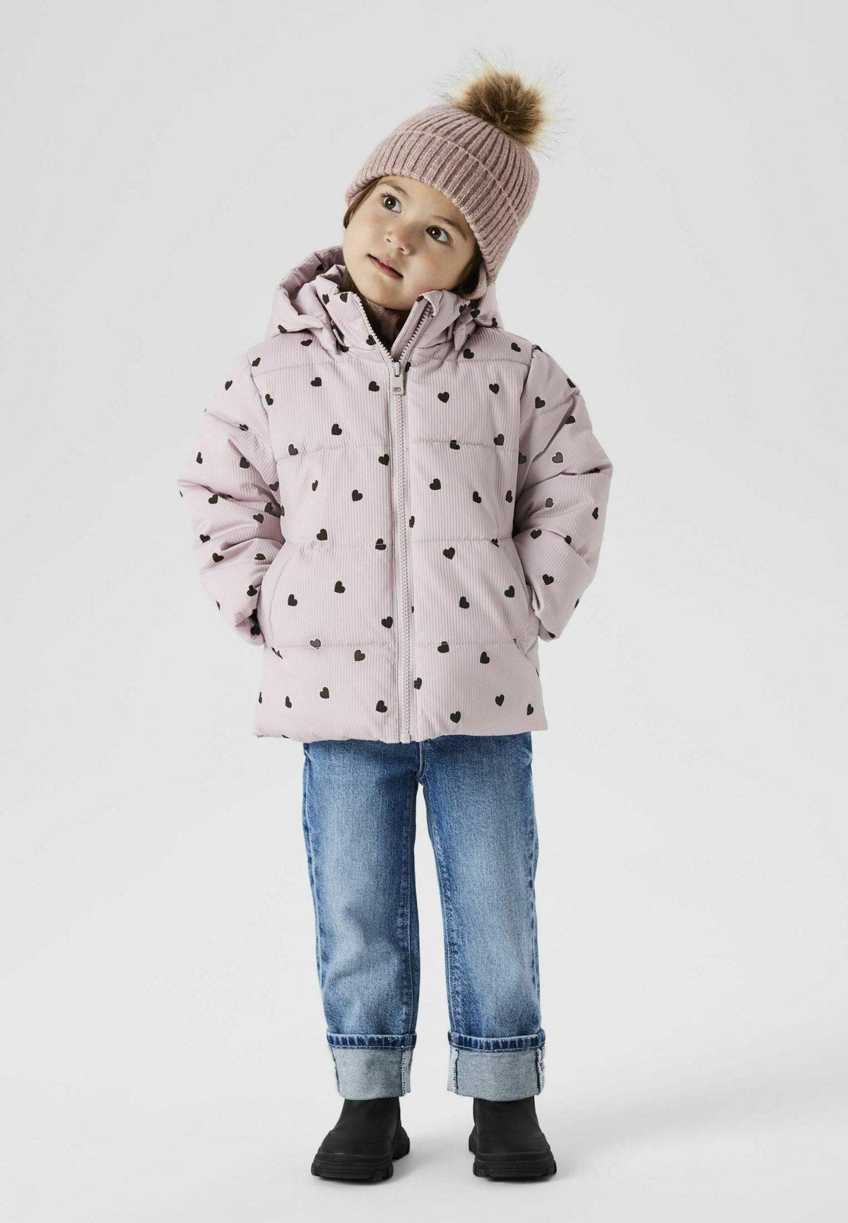 Name It Monday - Puffer Jacket - Violet Ice / Hearts