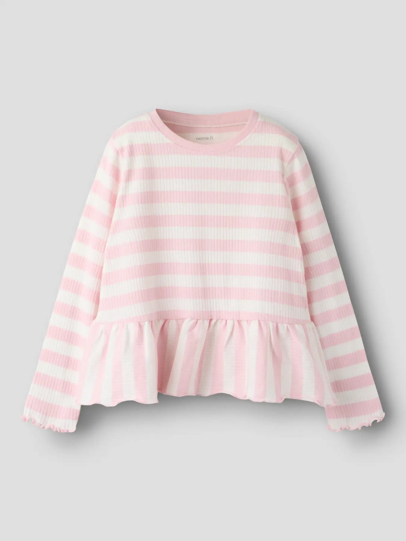 Name It - Nilje LS Peplum Top - Parfait Pink / Cloud Dancer