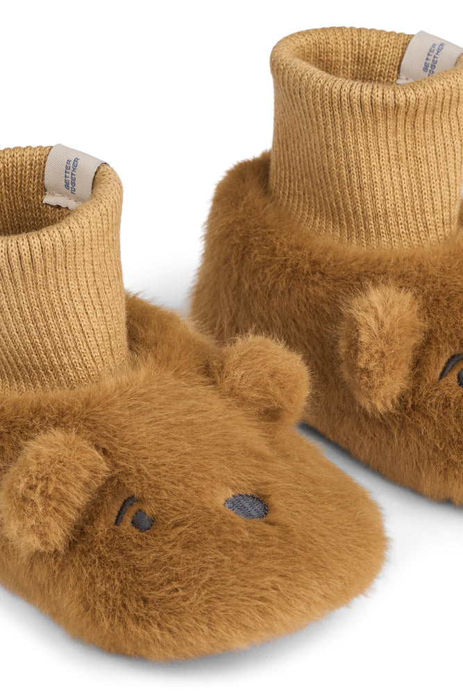 Liewood Beth Bjørne Plush Slippers - Golden Caramel