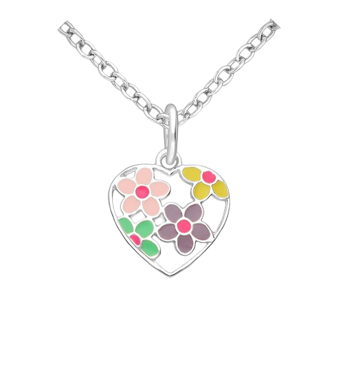 Hjerte Halskæde - Blomster