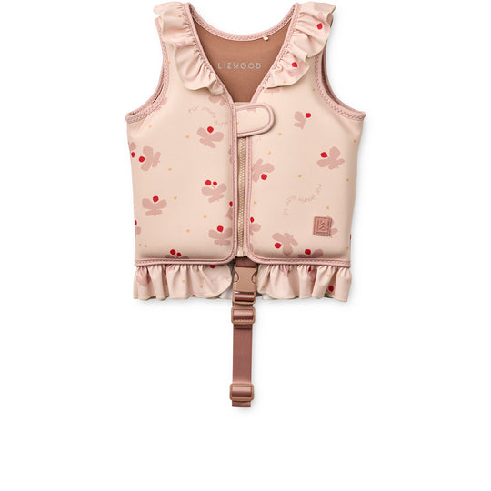 Liewood Dove Swim Vest w/Frill- Butterfly/Apple blossom