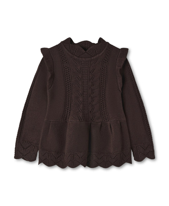 Fliink Alilly Peplum Pullover - Coffee Bean