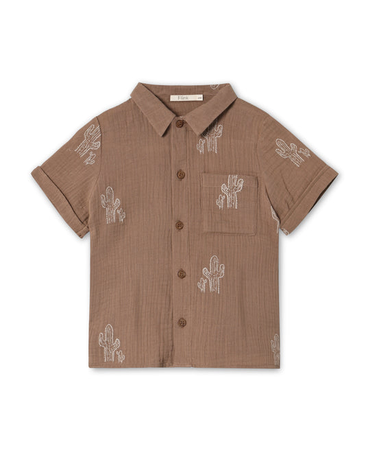 Fliink Hello SS Shirt - Pine Bark Cactus