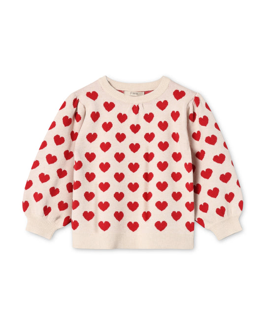Fliink Alon Heart Pullover - Pompeian Red/Sandshell