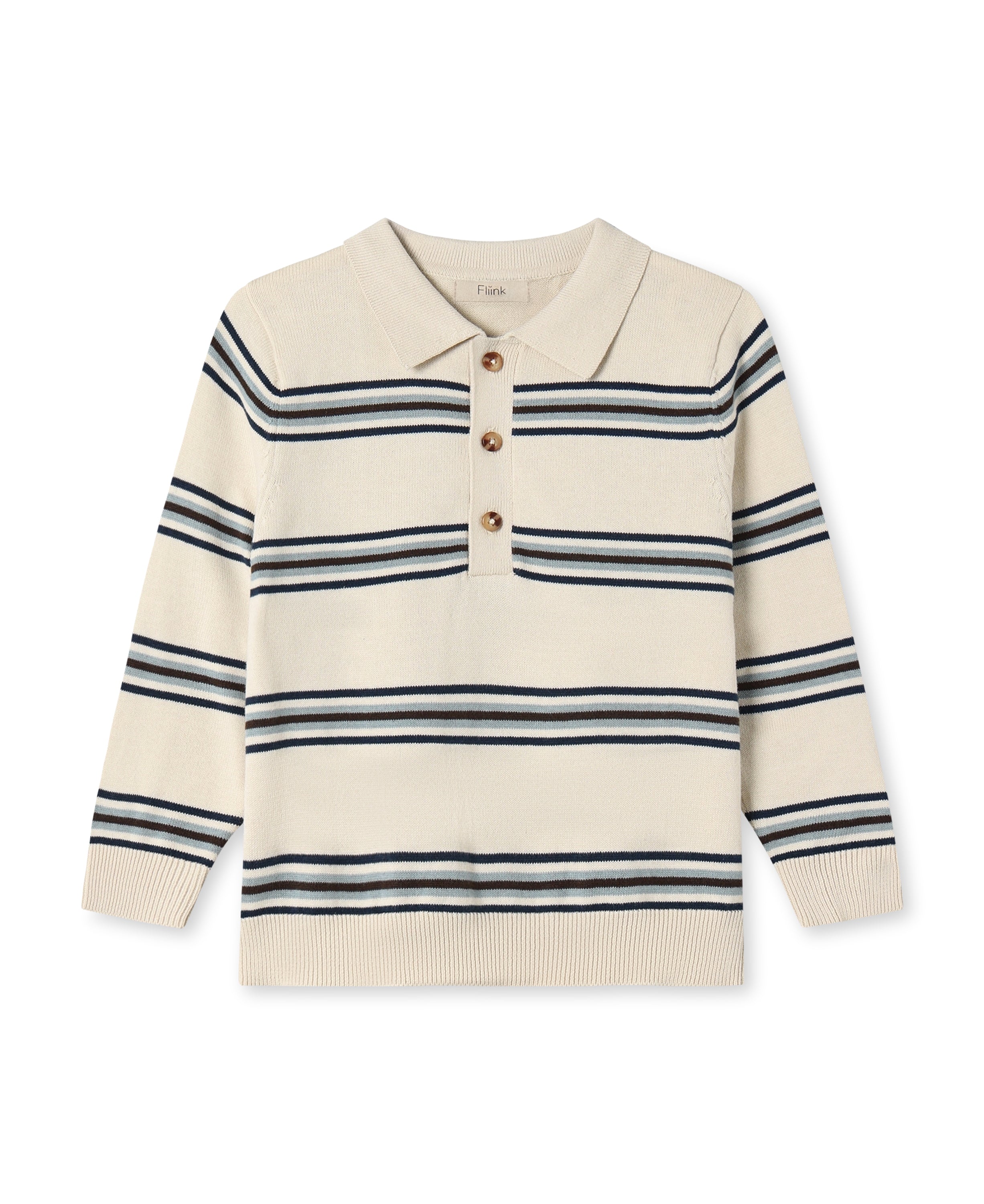 Fliink Benny LS Polo - Sandshell Stripe