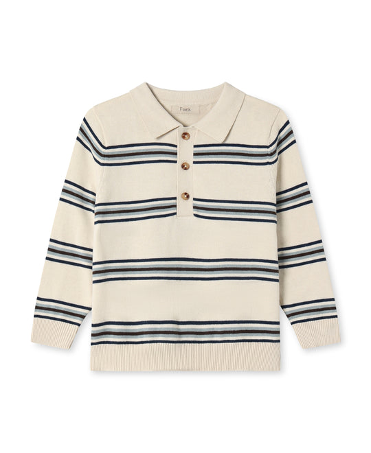 Fliink Benny LS Polo - Sandshell Stripe