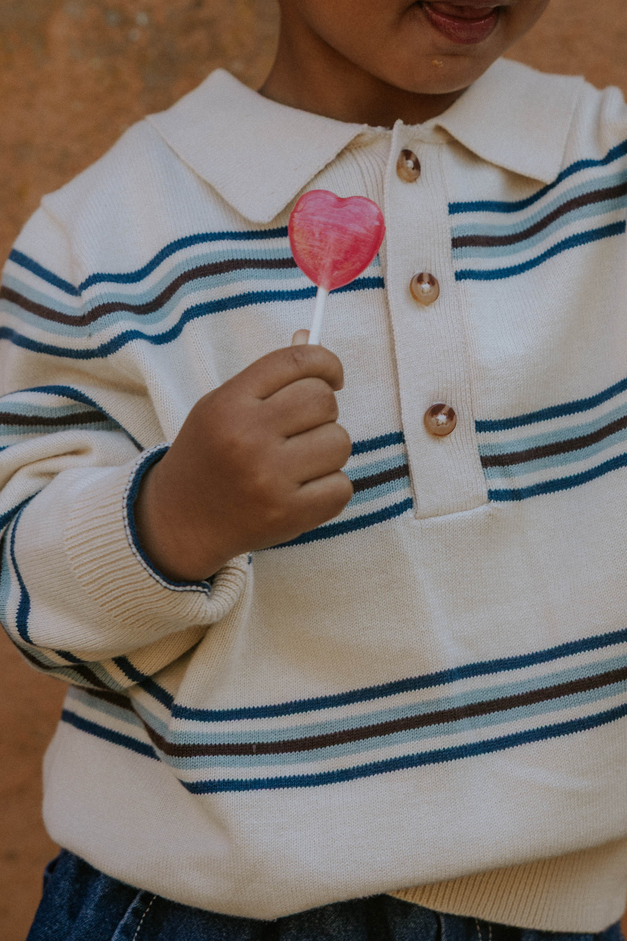 Fliink Benny LS Polo - Sandshell Stripe