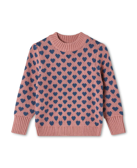 Fliink Janie Heart Pullover - Ash Rose