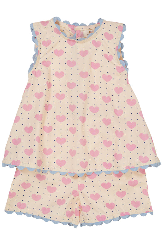 Copenhagen Colors Hjerte bluse og shortssæt - Heart