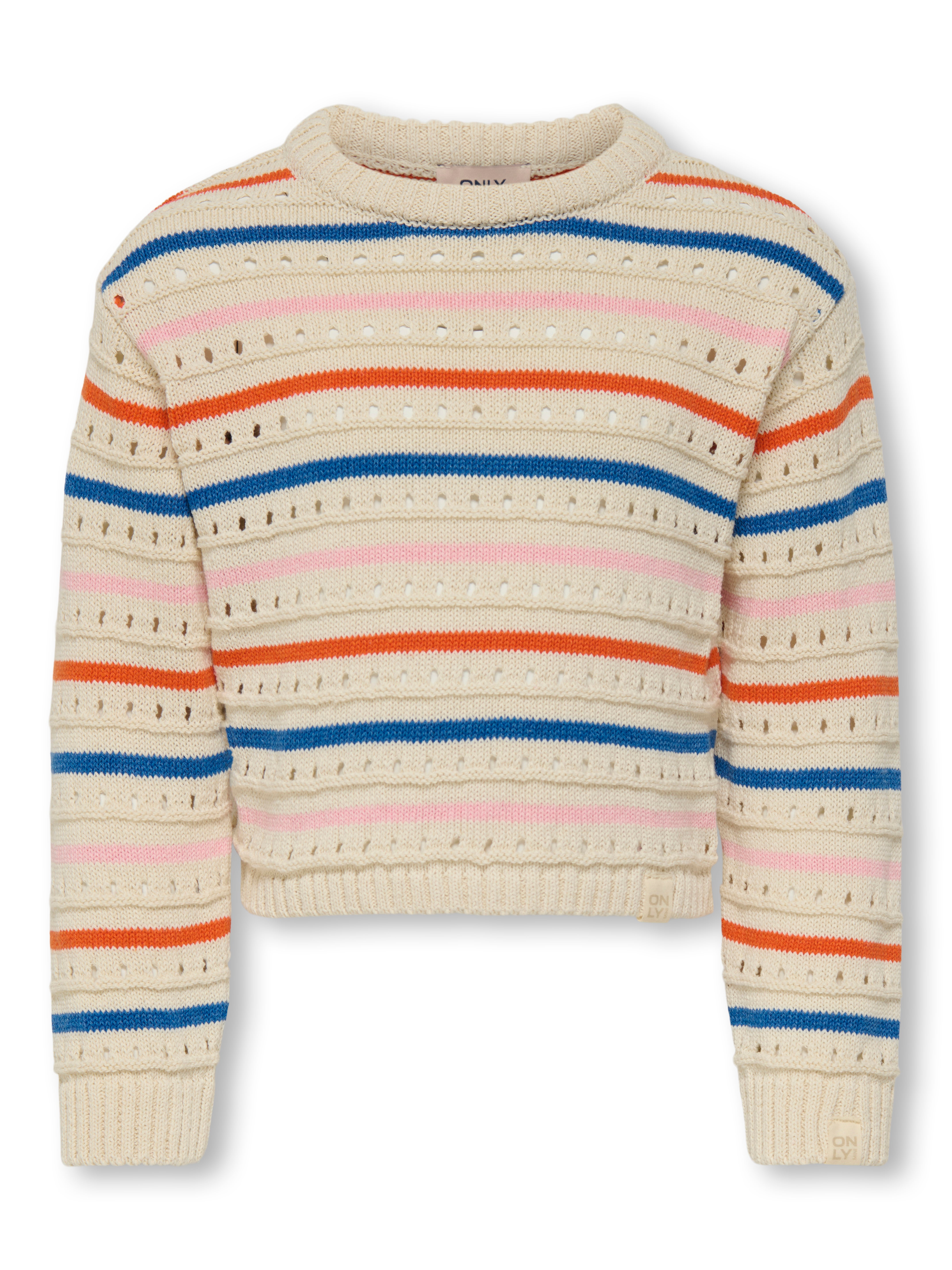 Only Mini Stina Life Stripe Knit - Tofu/Bleached Mauve