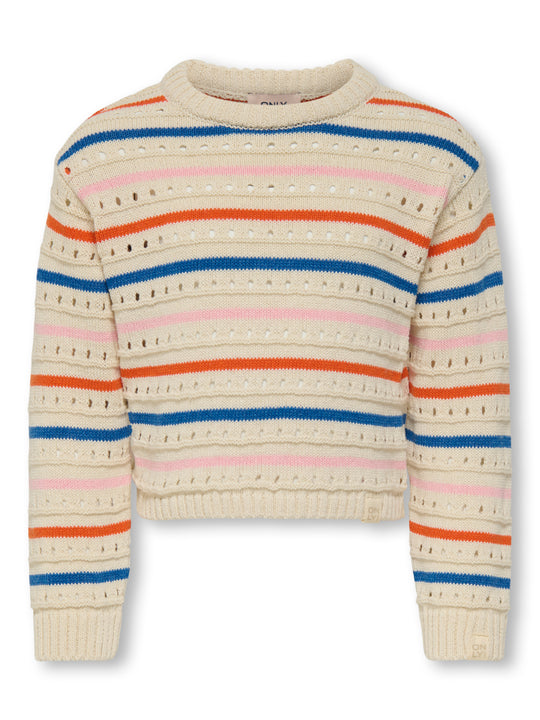 Only Mini Stina Life Stripe Knit - Tofu/Bleached Mauve