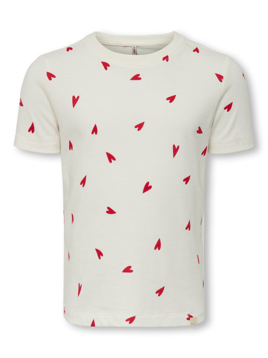 Only Mini Tijana Life SS Top - Cloud Dancer/Heart