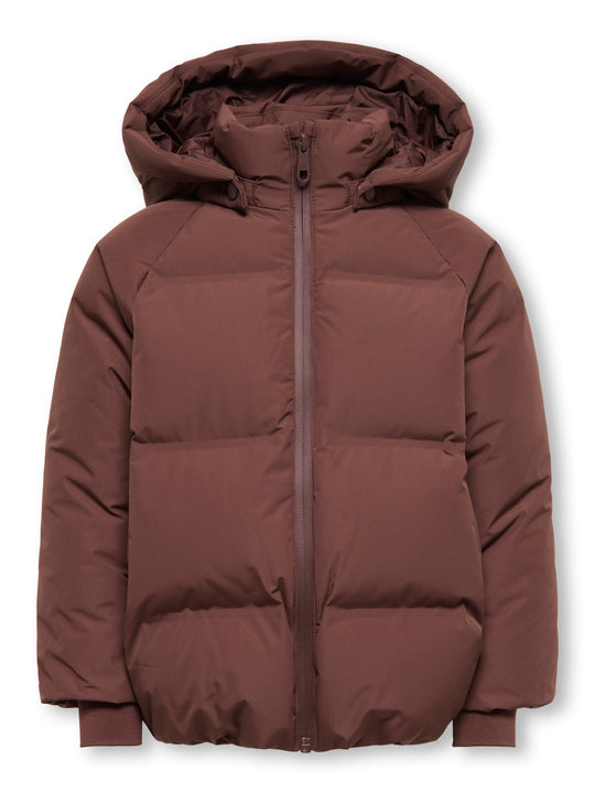 Only Mini Ellie - Functional Hood Puff Jacket - Brown Stone
