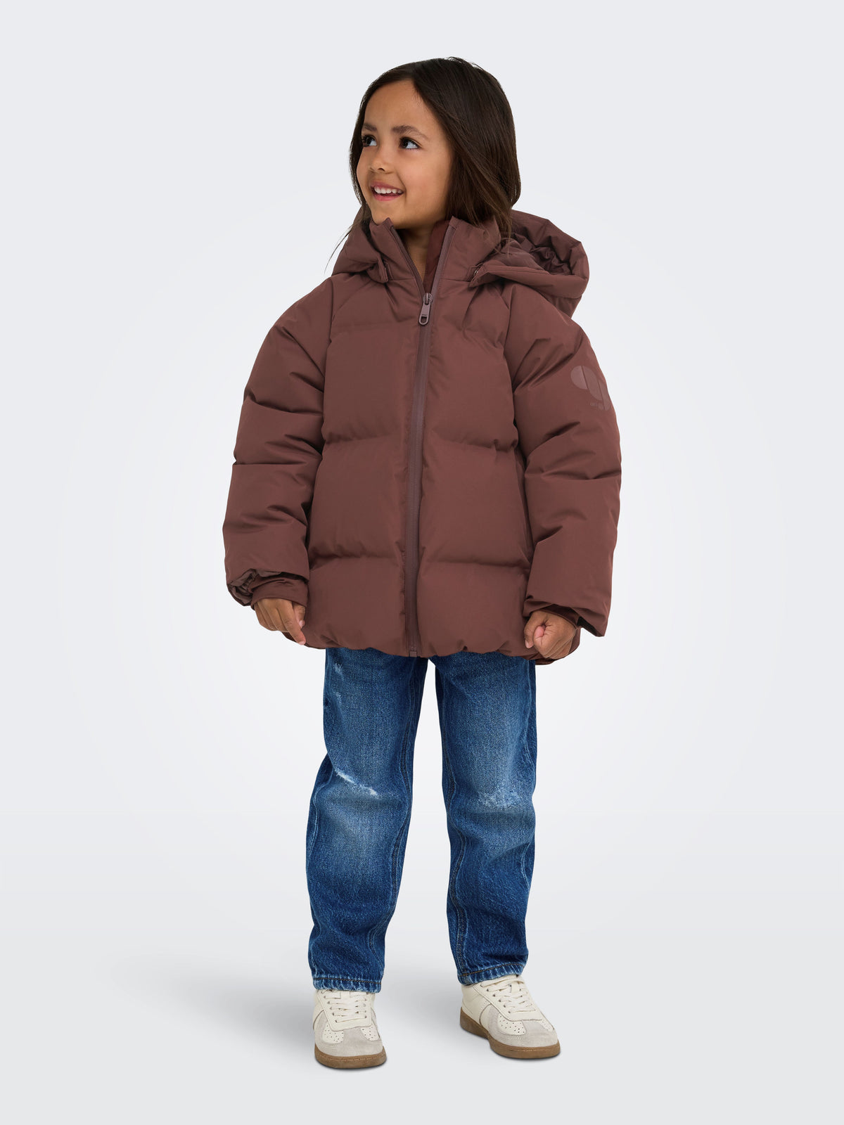 Only Mini Ellie - Functional Hood Puff Jacket - Brown Stone