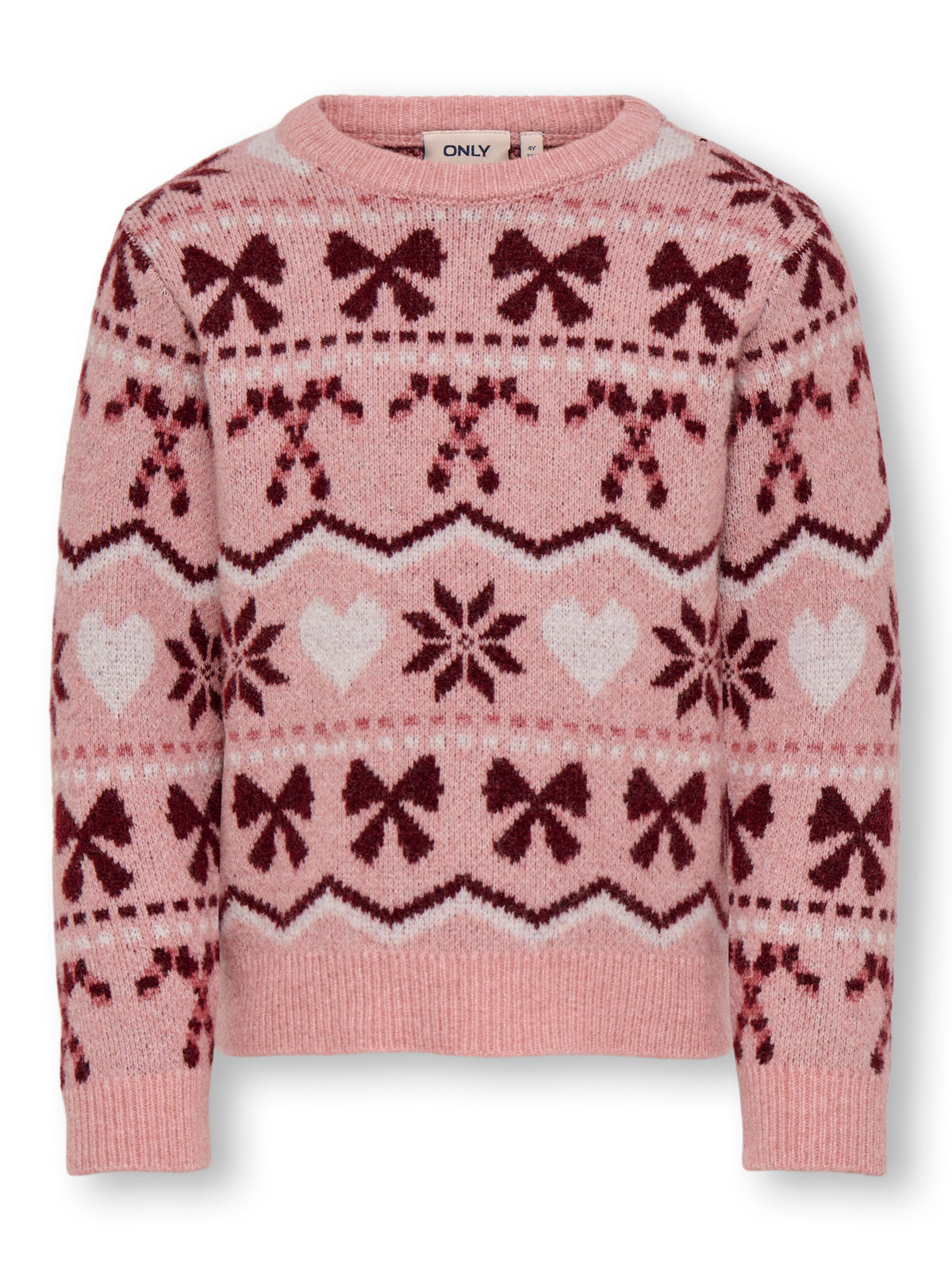 Only Mini Snowflake - Xmas Life LS O-neck Knit - Rose Elegance Snowflake