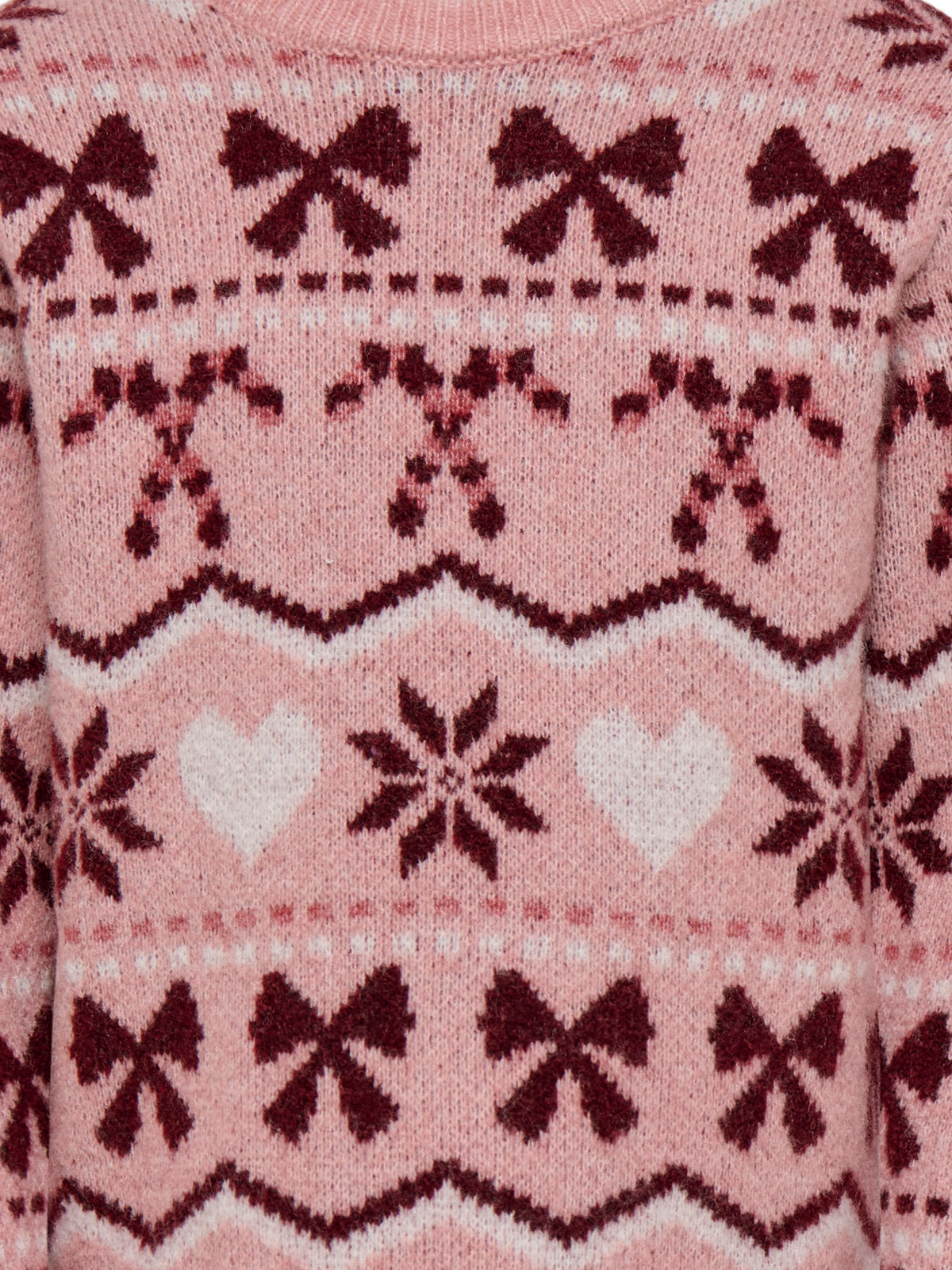 Only Mini Snowflake - Xmas Life LS O-neck Knit - Rose Elegance Snowflake