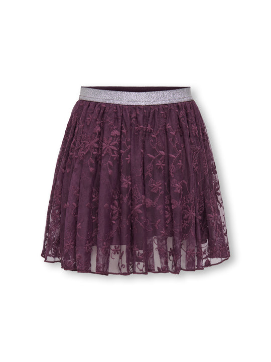 Only Mini Glacey - Lace Skirt - Winetasting Lurex / Silver
