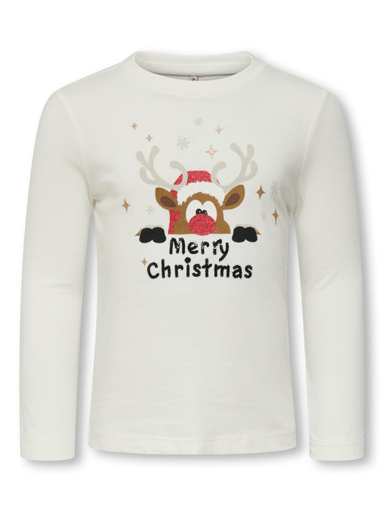 Only Mini Xmas Life Yrsa Christmas Top - Cloud Dancer