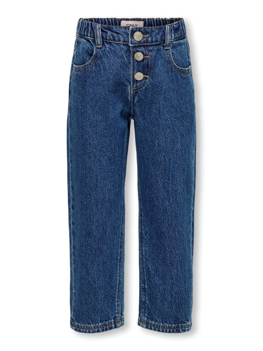 Only Mini Valentine Straight Fly Jeans -  Medium Blue Denim