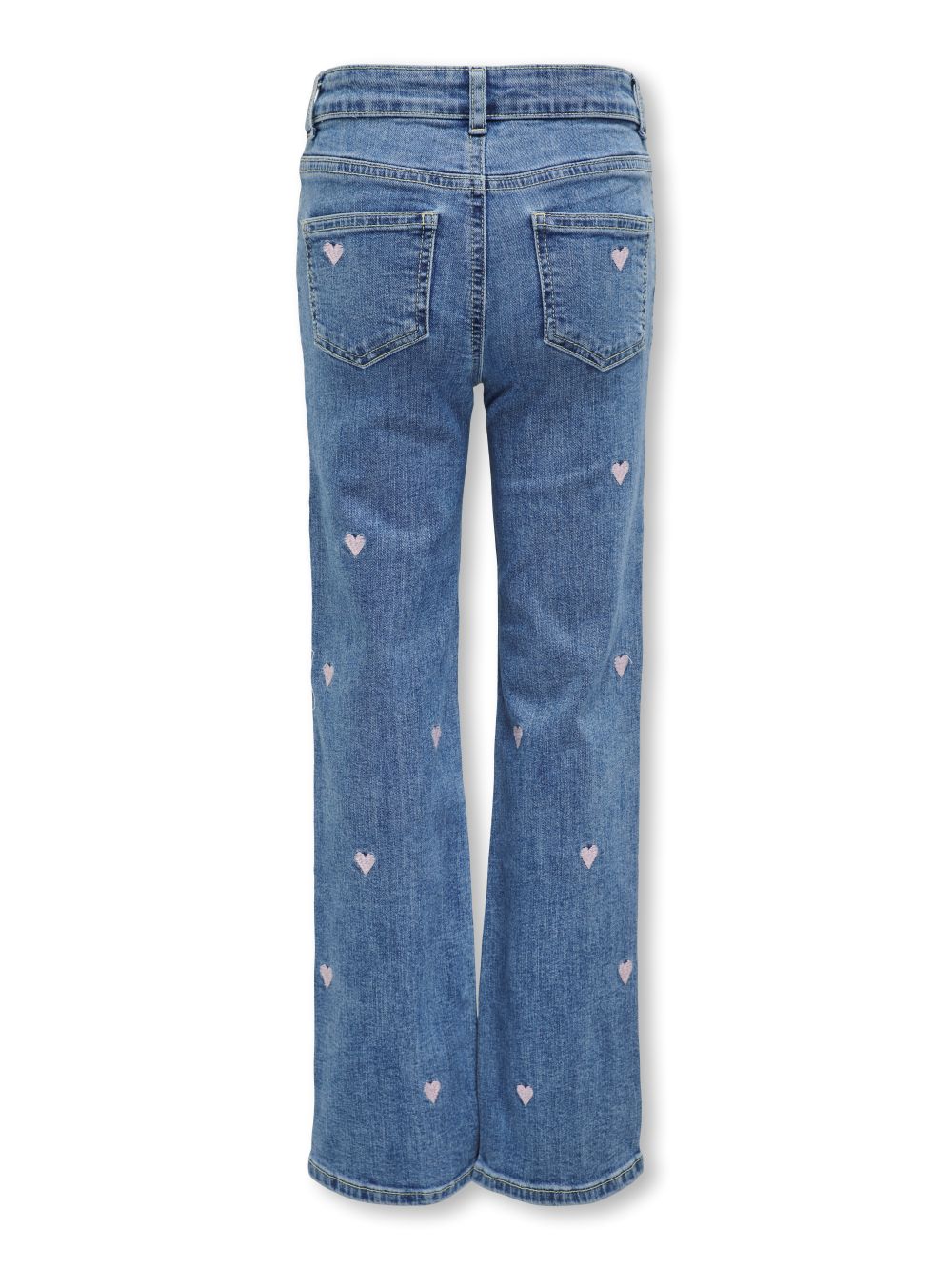 Only Mini Juicy Wide Leg Heart Jeans - Light Medium Blue Denim