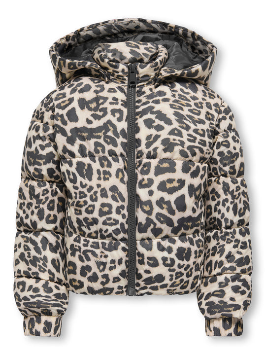 Only Mini Dalia Short Puf Jacket - Silver Mink/Leo