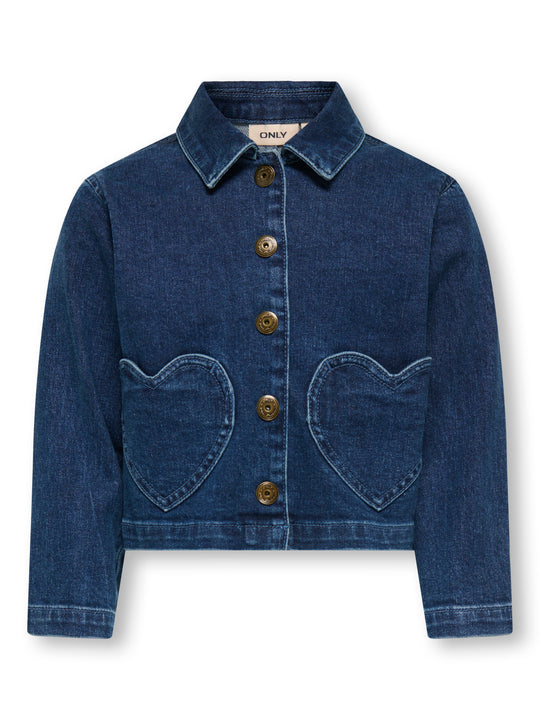 Only Mini Ofelia Heart Jacket - Dark Blue Denim