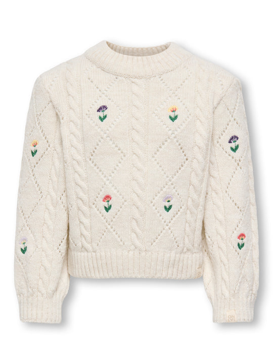 Only Mini Flower L/S Knit - Tofu