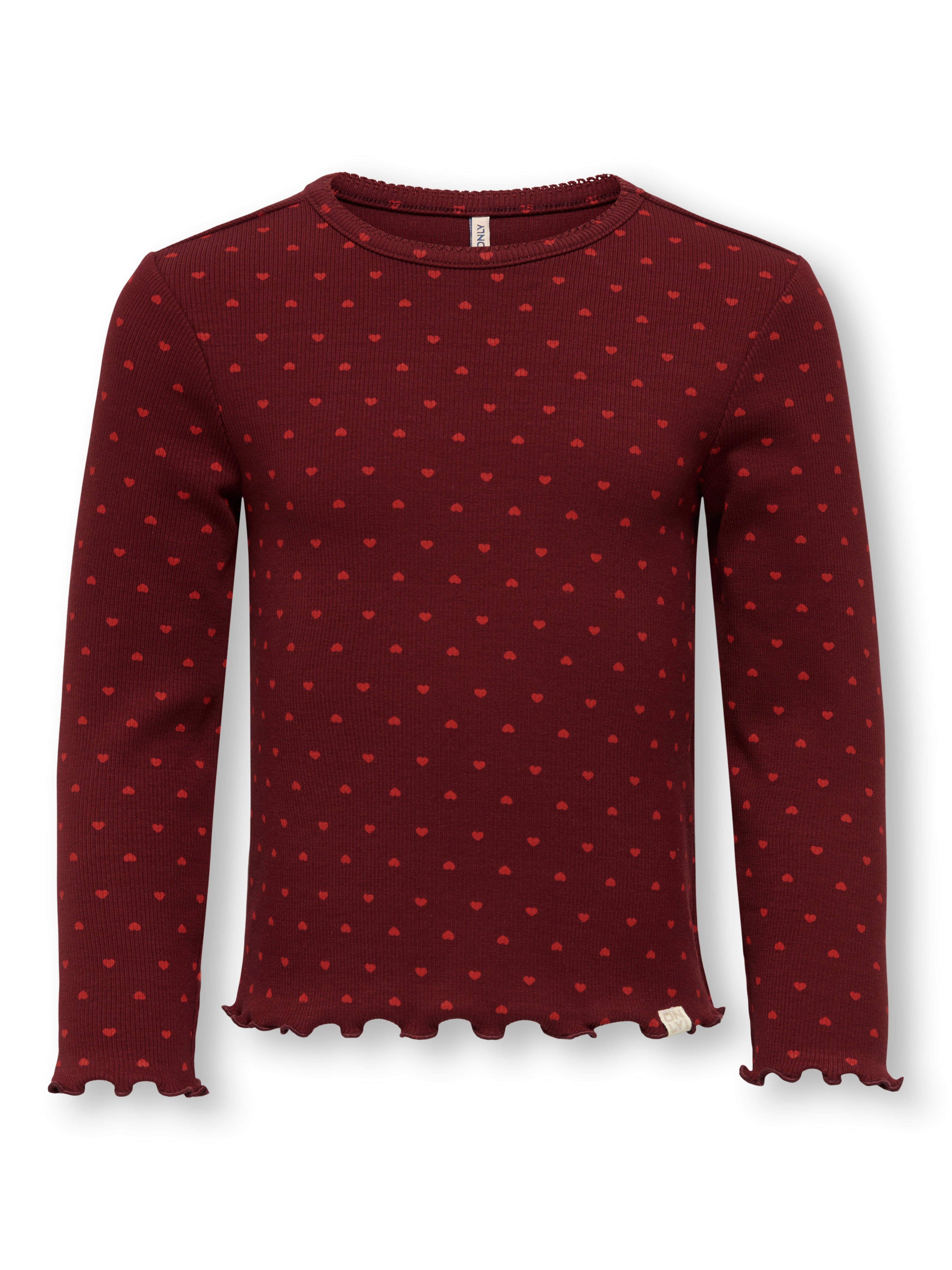 Only Mini Trinny Life LS Top - Cabernet/Hearts