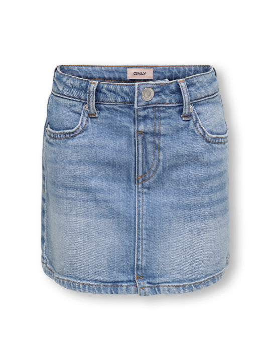 Only Mini Smilla Flower Denim Shirt - Light Blue Denim