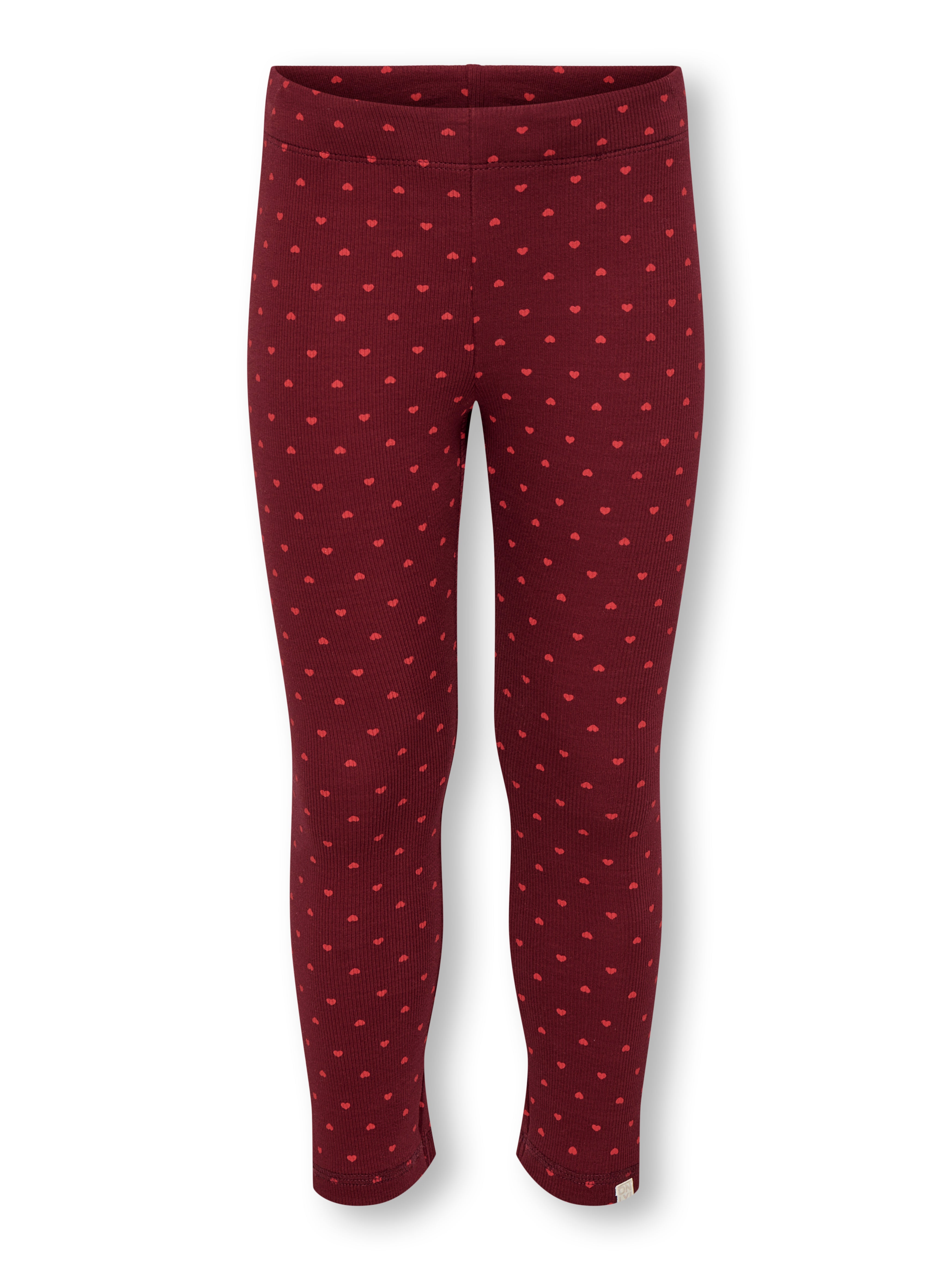 Only Mini Trinny Life Leggings - Cabernet/Hearts