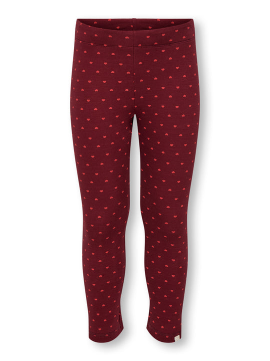 Only Mini Trinny Life Leggings - Cabernet/Hearts