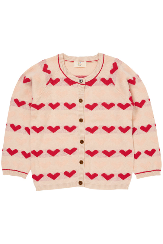 Copenhagen Colors Strik Cardigan med hjerter - Berry