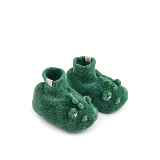 Liewood Beth Crocodile Plush Slippers - Garden green